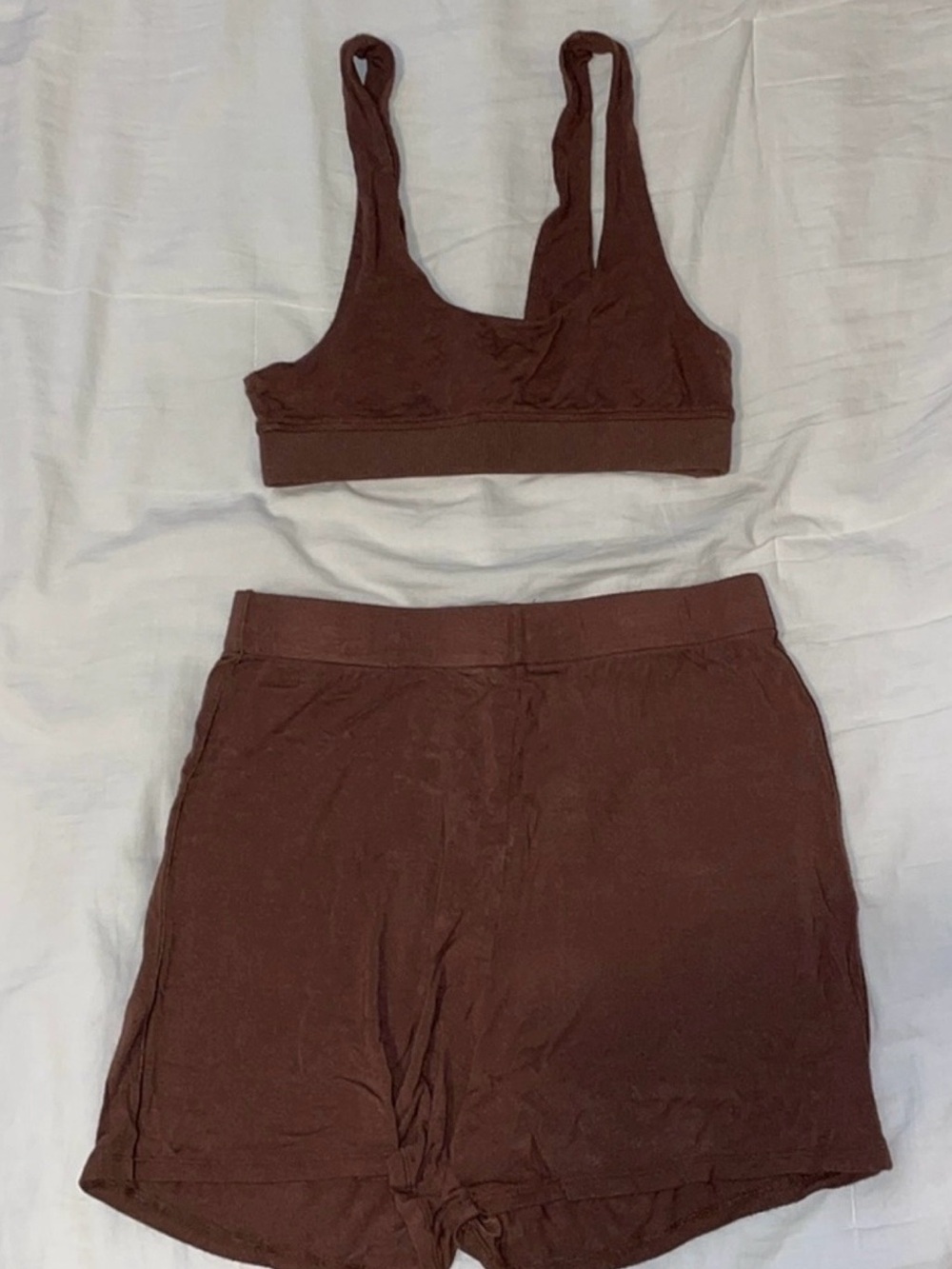 SKIMS Brown Lounge Bralette & Shorts Set